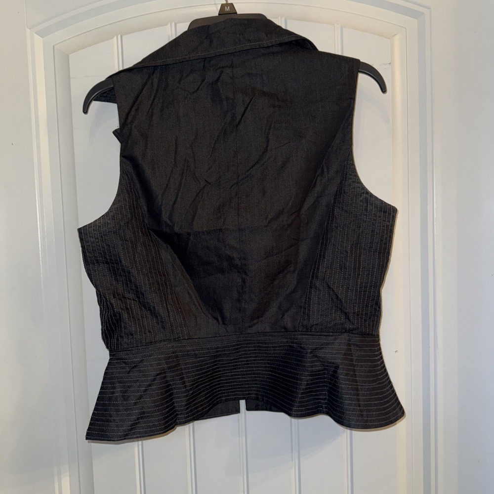 Will Smith Button Vest Women's Large Black Flutter Waist  Pattern Stitching - Picture 4 of 5